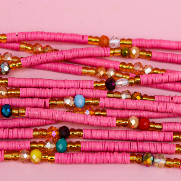 Golden Pink Green Party Waist Beads